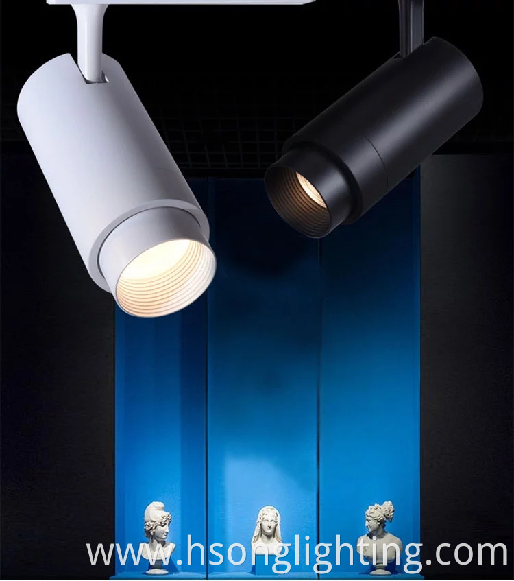 New arrivals led track lights cob full watt zoomable museum track lighting 3/4 phase 23w for museum